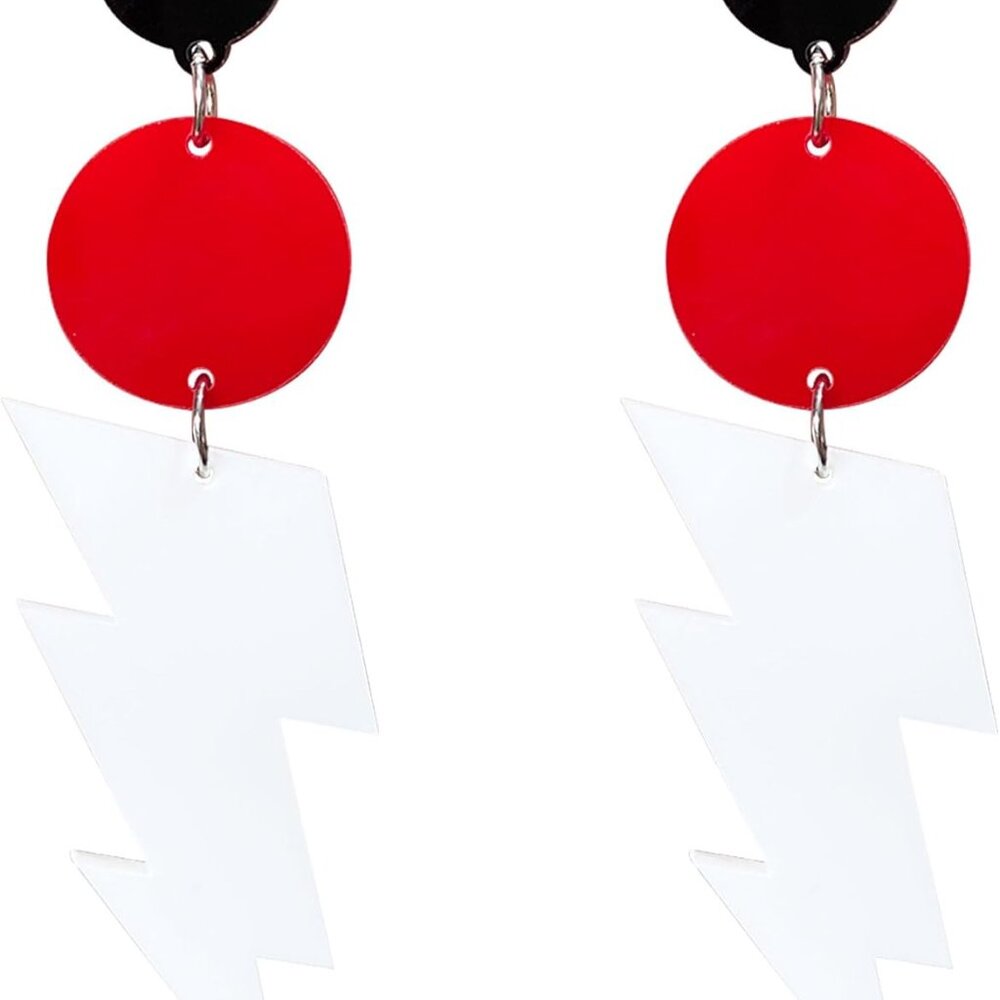 80s Neon Earrings for Women Punk Retro Acrylic Lightning Dangle Drop Earrings Ha